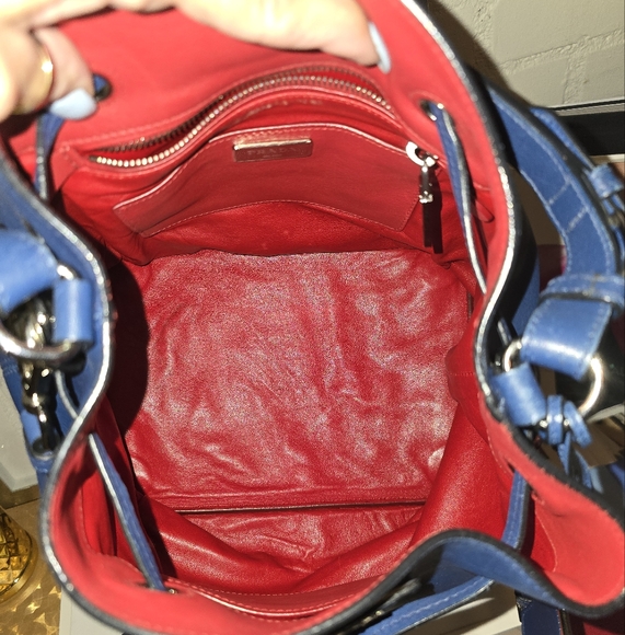 PRADA Authentic Blue Calf Leather Bucket Bag with Fringe Detail UPDATED 💙 - Picture 15 of 17